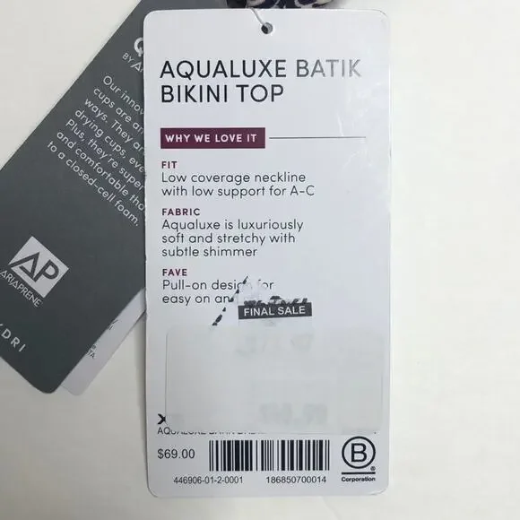 NWT athleta aqualux batik blue bikini top - Picture 6 of 8